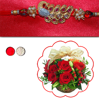 "Rakhi - AD 4150A (Single Rakhi), Flower Basket - Click here to View more details about this Product